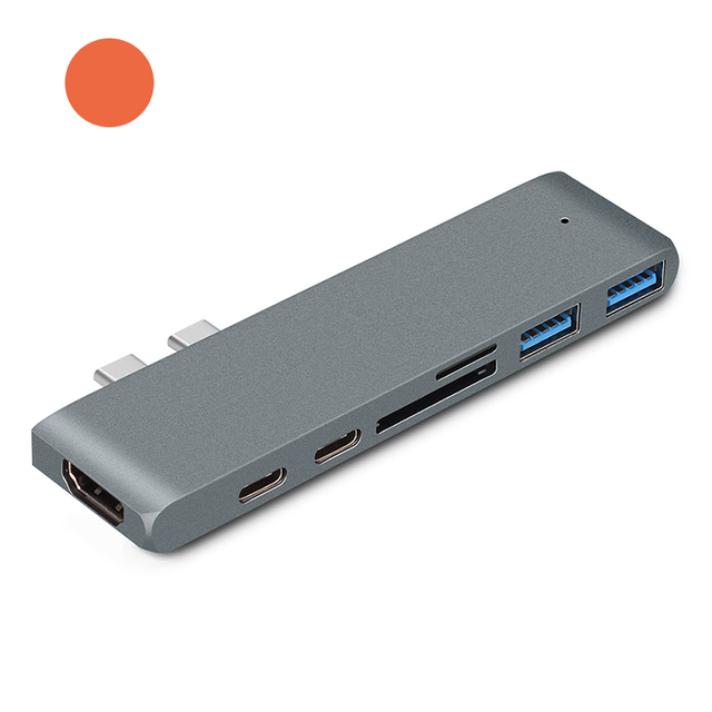 7 in 1 USB C Hub Thunderbolt 3 HDTV 4K TF/SD Reader PD Adapter USB TYPE C Hub for Macbook Hub Charging Docking Station
