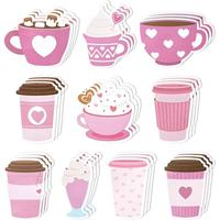 Bloc-notes adhésifs en forme de tasse de café pour la Saint-Valentin, blocs-notes mignons pour le bureau, l'école, les cadeaux de fête, adhésifs amovibles, blocs-notes créatifs