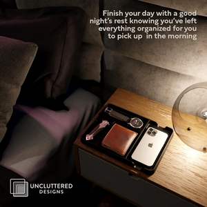 Commode <span class=keywords><strong>de</strong></span> chevet pour hommes, bureau, chambre, chargeur <span class=keywords><strong>de</strong></span> téléphone, fentes <span class=keywords><strong>de</strong></span> rangement, portefeuille, clés, poche, plateau <span class=keywords><strong>de</strong></span> <span class=keywords><strong>valet</strong></span> - Product Image 3