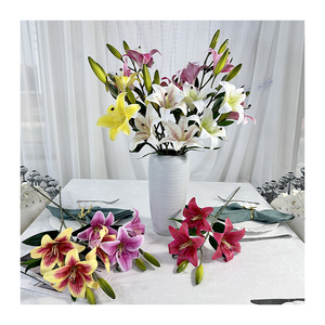 QYY-170 Fleurs Artificielles <span class=keywords><strong>De</strong></span> Mariage Décor À La Maison Real Touch Fleurs <span class=keywords><strong>Bouquet</strong></span> Lily Avec 3 Bourgeons Fleur - Product Image 4
