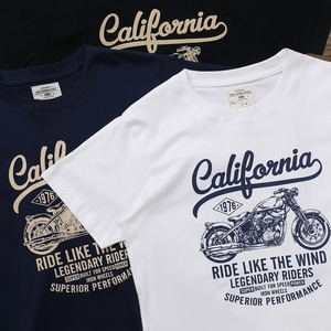 <span class=keywords><strong>T</strong></span>-<span class=keywords><strong>shirt</strong></span> de style d'é<span class=keywords><strong>t</strong></span>é à la mode rétro pour hommes, ample, à manches courtes, 100% coton, avec imprimé <span class=keywords><strong>moto</strong></span>. - Product Image 4