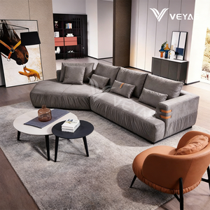 Ensemble de canapé d'angle en forme de L rembourré en tissu sherpa doux, surface épaisse et moelleuse personnalisée offrant un siège confortable, amovible, villa - Product Image 6