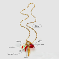 Fruit Charm Ketting Paperclip Ketting Kers Aardbei Chili Vis Keramiek Goudkleurig Dames Schattig Statement Sieraden Cadeau