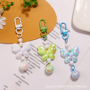 Nuevo colgante de llavero de mariposa de acrílico Chapado en Color degradado, gancho de puerta pintado colorido, decoración bonita para funda de auriculares - Product Image 2