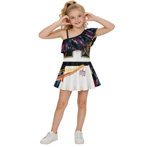Maillot de bain K-Pop pour filles, deux pièces, épaules dénudées, séchage rapide, imprimé, pour spectacle, UPF 30, polyester - Product Image 1