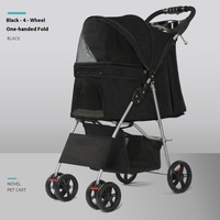 Chariot pliable de poussette de chien de luxe léger à 4 roues le plus vendu avec des caractéristiques réglables