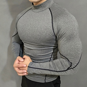 T-shirt de compression en polyester 220 g/m², grandes tailles S-3XL, manches longues, vêtements de fitness, t-shirt de sport pour homme - Product Image 1