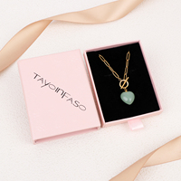 JUSTOP Collier Pendentif Cœur en Agate Tendance, Chaîne Maillons en Acier Inoxydable Plaqué Or et Argent, Unisexe, OEM, Mode, En Stock