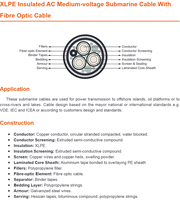 Cable Submarino de Cobre Desnudo XLPE de 6/10(12)KV con Cubierta de Fibra Óptica PE, 35-240mm2, para Proyectos de Redes Submarinas con Bloqueo de Agua