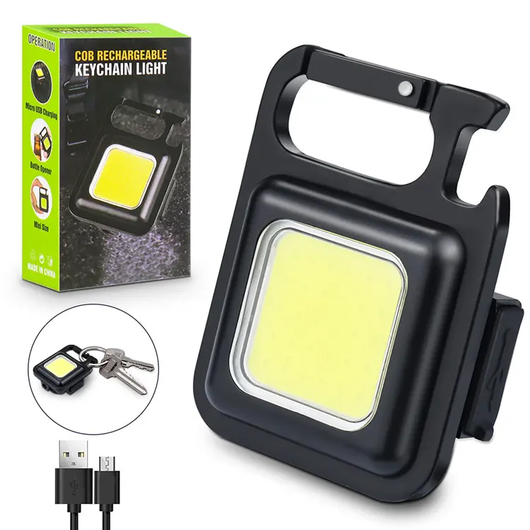 Super Power Mini Key Chain Led Light COB 800 lumens Outdoor Rechargeable Small Magnetic Flash Lights