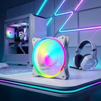 Ventilateur de châssis d'ordinateur silencieux à roulement à billes RGB multicolore 12 cm, 37,8 CFM, nouveau design, matériau de dissipateur thermique en plastique, pour l'exportation