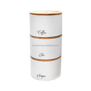Nhà Bếp Xếp Chồng Hộp Trà Đường Cà Phê <span class=keywords><strong>Jar</strong></span> Lưu Trữ Canister <span class=keywords><strong>Set</strong></span> Với Nắp Tre Kim Loại Lưu Trữ Container Bộ <span class=keywords><strong>3</strong></span> - Product Image 1