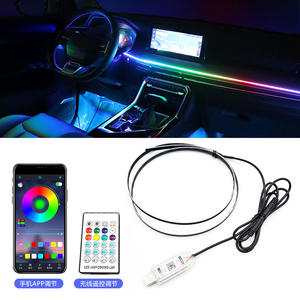 Lumière d'ambiance à commande centrale colorée LED acrylique cachée automobile USB coulant avec lumière décorative de contrôle du son - Product Image 4