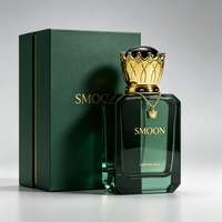 Flacon de parfum de luxe au design moderne, flacon de parfum vide en verre vert 50ML, flacon de parfum avec boîte, flacons de parfum avec couvercles dorés