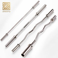 Ensemble de barres d'haltères standard ZY Commercial 50 mm, barre EZ chromée professionnelle, barres d'haltères droites pour la musculation en salle de sport
