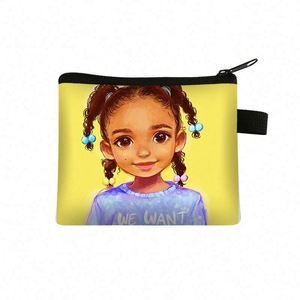 Monedero de poliéster portátil con estampado de moda, diseño de chica africana, para tarjetas de estudiante - Product Image 4