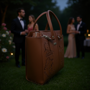 Sac fourre-tout en cuir de vachette Camila Chocolate, grande capacité, fermeture à rabat, sac de soirée pour femme - Product Image 2