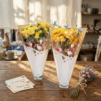 Pot de fleurs en plastique BOPP à mailles, design cœur, avec poignée Flexiloop, sérigraphié, personnalisable, recyclable, cadeau floral, facile à utiliser