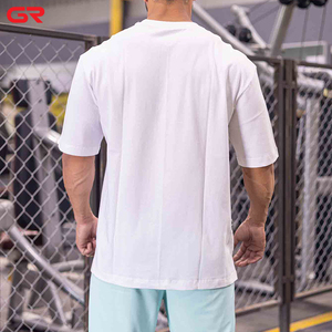 Maglietta da ginnastica da uomo con Logo personalizzato in cotone 100% ad asciugatura rapida oversize <span class=keywords><strong>abbigliamento</strong></span> <span class=keywords><strong>sportivo</strong></span> Top Top da Fitness - Product Image 2