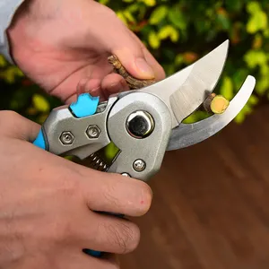 Made In China Factory Stainless Steel Blade Cut And Hold Pruners Soft Handle Safe Lock Garden Pruning Shears