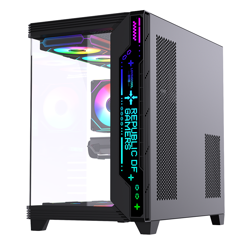RGB Mid Tower ATX PC Case with Side Window & USB Ports