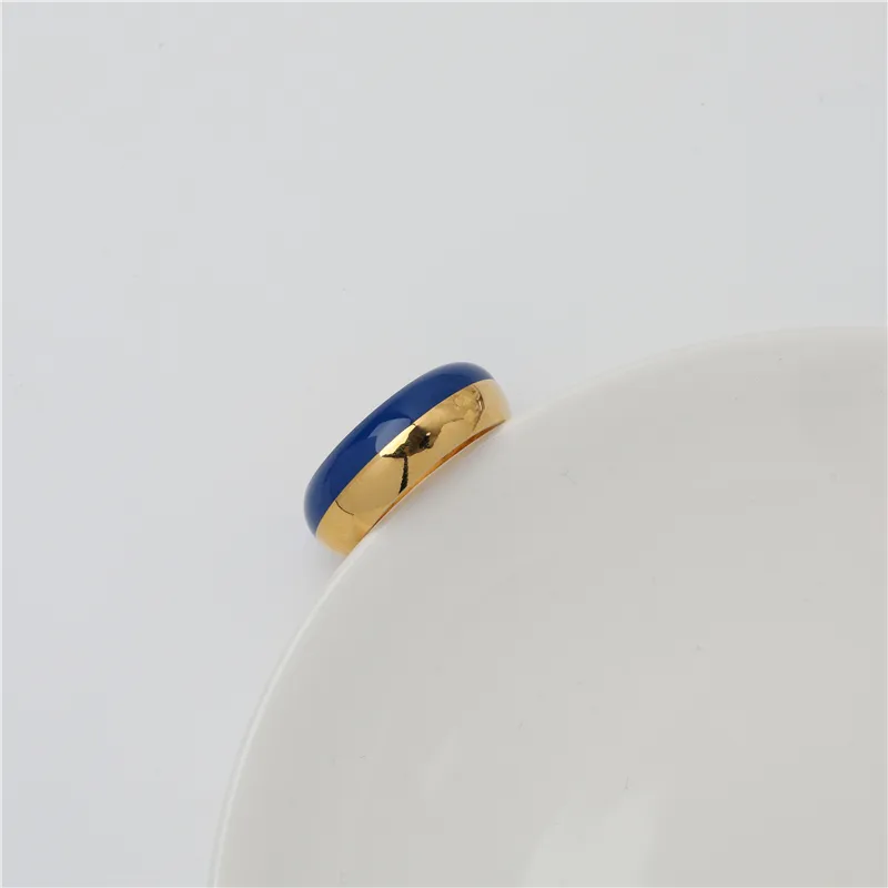 Non Tarnish & Waterproof 2 Colors Mixed Navy Blue Enamel Rings Stainless Steel Ring for Women