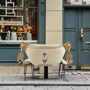 Bolso de Cintura Tipo Riñonera Unisex con Diseño Vertical Cruzado, Cierre de Cremallera, Material de Lona y PU, Forma de Barril - Product Image 2