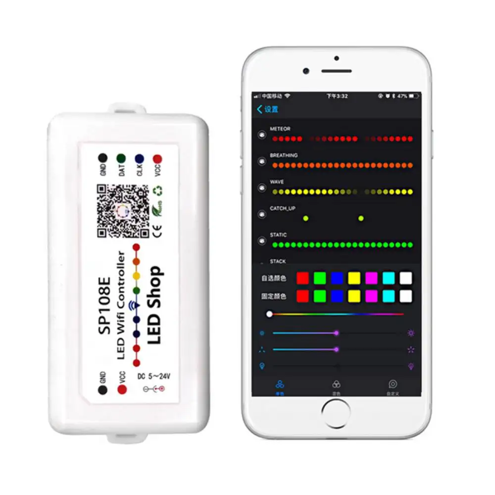 DC5-24v Smart Pixel RGB RGBW wifi controller SP108E LED shop Phone APP for WS2811 SK6812 WS2813 SK9822 APA102C strip light