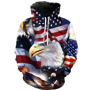 Neuer Neuester USA-Flagge Hoodies Sweatshirt Herren/Damen mit Kapuze 3D-Druck Adler Herbst Winter Hoody schwarz Übergröße Amerika-Jacke