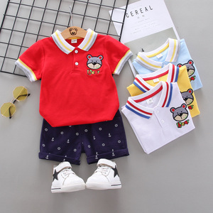 Produits les plus vendus Combinaison en coton pour bébé garçon été T-shirt imprimé Pantalon court Ensemble - Product Image 1