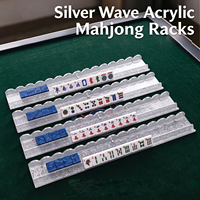 Supports de Mahjong en Acrylique Argenté Scintillant de Luxe avec Bord Ondulé 17,5/20 Pouces, Supports pour Tuiles de Mahjong, Accessoires de Mahjong