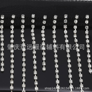Black Net White Diamond Chain Tassel Trim For <b>Wedding</b> Dress Clothing <b>Accessories</b> DIY Jewelry Decorations - Product Image 1