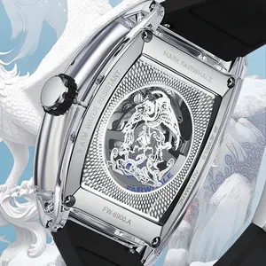 Reloj Mecánico Automático para Hombre Mark Fairwhale, 46MM, Caja de Acrílico, Correa de Goma, Resistente al Agua, Luminoso, Diseño de Totem Bai Ze, FW-6900 - Product Image 4