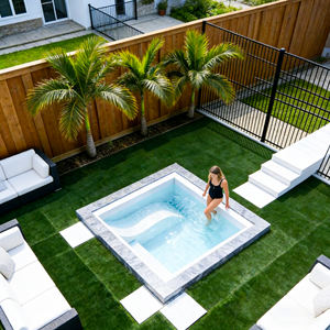 Mini piscina cuadrada de fibra de vidrio integrada para patio trasero, piscina de inmersión para jardín, villa, spa, piscina elevada. - Product Image 6