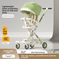 Poussette bébé légère en métal pliable avec siège réversible et design haute vue, capacité de charge 15 kg, idéale pour les voyages des parents