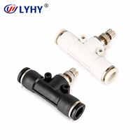 Vanne de régulation pneumatique rotative LYHY en plastique et métal avec filetage mâle 4/6/8/10/12mm 1/4 3/8 1/2 5/16 – Contrôleur de vitesse pneumatique