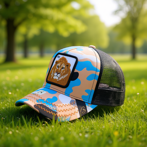Cappello Trucker Ricamato con Leone Unisex a 6 Pannelli in Rete Traspirante Impermeabile in Poliestere Cotone per Primavera Estate - Product Image 2