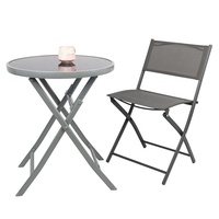 Ensemble de 3 pièces de chaises et table de bistrot pliantes en métal tressé avec tissu, pour jardin extérieur, prix usine Chine