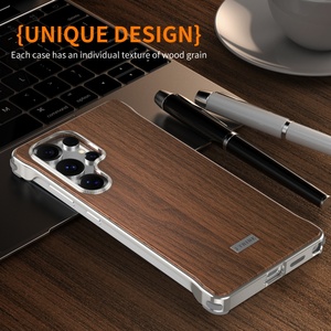 Étui de téléphone magnétique en bois de noyer avancé avec panneau arrière pour Samsung S26 S23 S24 S25 Ultra, coque antichoc sans cadre en métal aluminium - Product Image 5