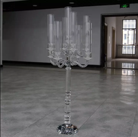 Candélabre en verre doré sur pied, porte-bougie, centre de table, décoration d'intérieur, mariage