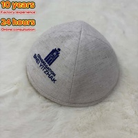 Op maat gemaakte Yihaoyi logo-geprägte, ademende, milieuvriendelijke linnen kippa, Joodse yarmulke, Bar Mitzvah, bruiloft, Joods cadeau, hoed