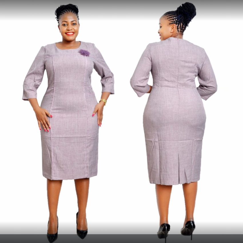 Shop Plus Size Office Lady Formal Dress - Purple Semi Formal