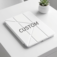 Étui pour tablette pliable en Y personnalisé, porte-crayons, dos transparent antichoc, support multi-angles, impression DIY promotionnelle