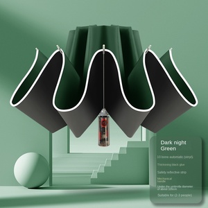 <b>Automatic</b> Mechanical <b>Umbrella</b> 10 Bone Reverse Windproof UV Protection Three-fold Men's Business Bumping Cloth Printed <b>Umbrella</b> - Product Image 6