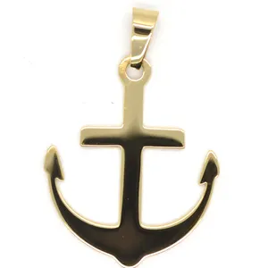 wholesale retail good quality Golden wholesale laser cutting anchor pendant charm for boy men jewelry