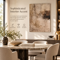 Peinture abstraite texturée stuc beige crème, surface granulée et irrégulière, accents charbon foncé, peinte à la main sur toile