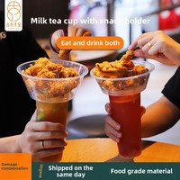 Gobelet à collation jetable à paroi simple de 16 onces, plateau à collation de 90 mm de diamètre, gobelets en plastique pour jus, thé au lait, boissons froides, fondue