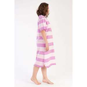 Camisón XXL para mujer con cuello en V y manga corta, estilo abuela, transpirable, de elastano, con logo personalizado, botones, cintura elástica, semisensual, para estar en casa - Product Image 2