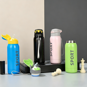 Bouteille d'eau isotherme sportive en acier inoxydable de 350 ml, écologique, pour garder l'eau froide et chaude, portable, avec paille - Product Image 2