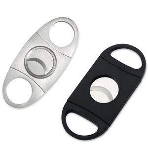 Cortador de Cigarros de Plástico de Doble Cuchilla, Negro, de Gran Apertura, con Logotipo Personalizado, Accesorio Premium de Escritorio para Cigarros - Product Image 1